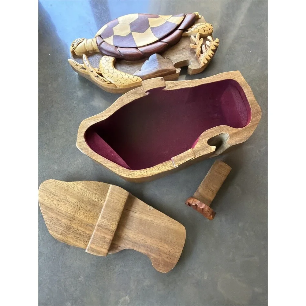 Island Wood Collections Sea Turtle  - Secret Wooden Puzzle Box